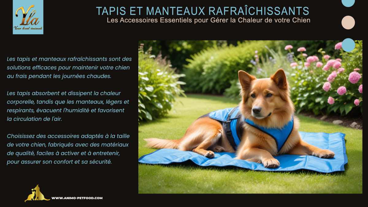 Chien utilisant des tapis et manteaux rafraîchissants pour rester au frais pendant les journées chaudes